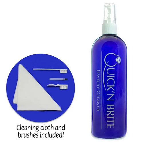 Quick N Brite Jewelry Cleaner Kit for Diamonds, Silver, Gold, Costume, and More, 5 Piece Set, 16 oz