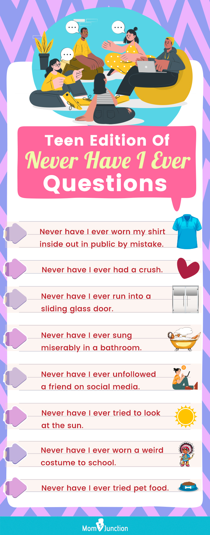 teen edition of never i have ever questions (infographic)