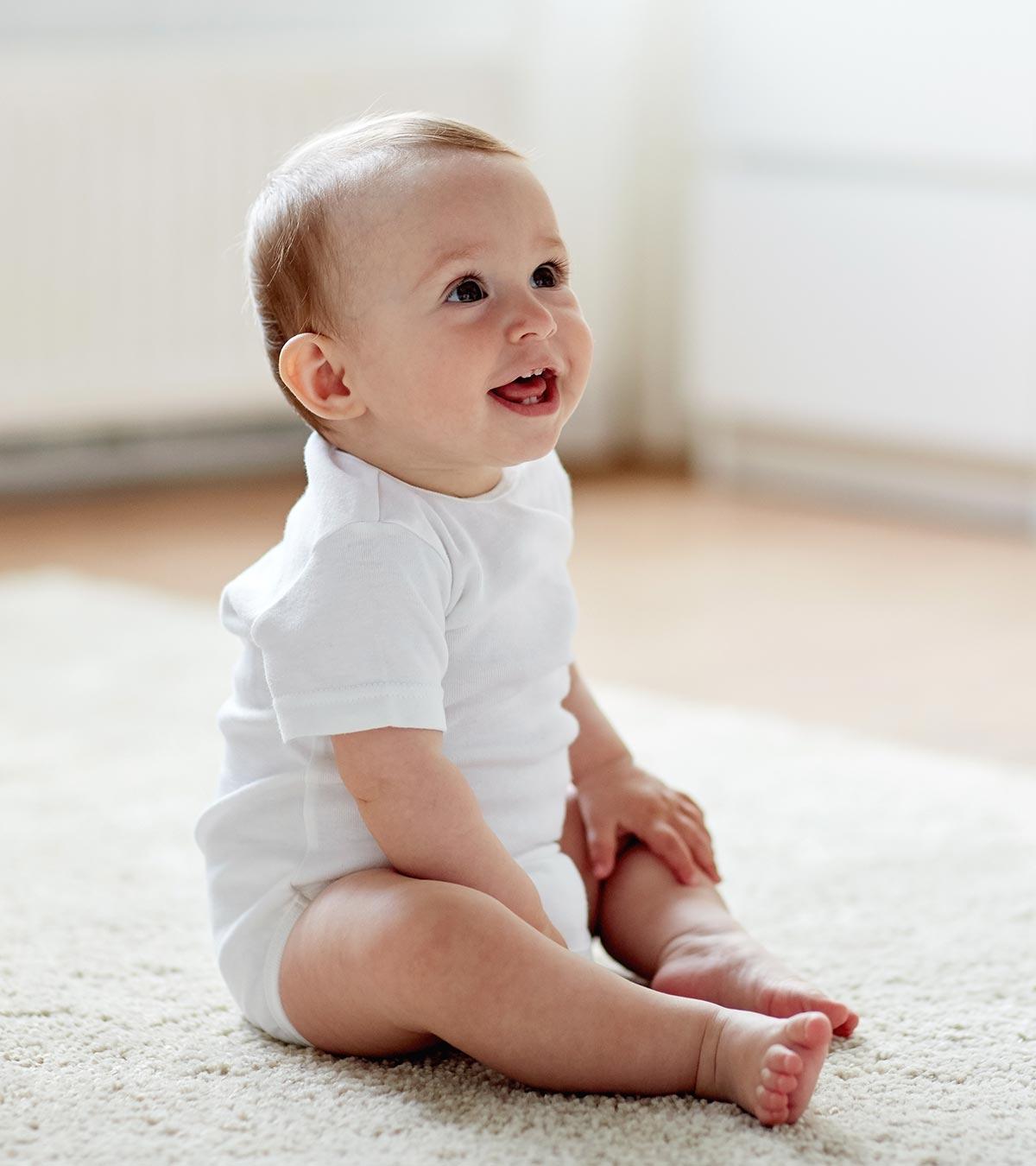 Baby sitting up independently