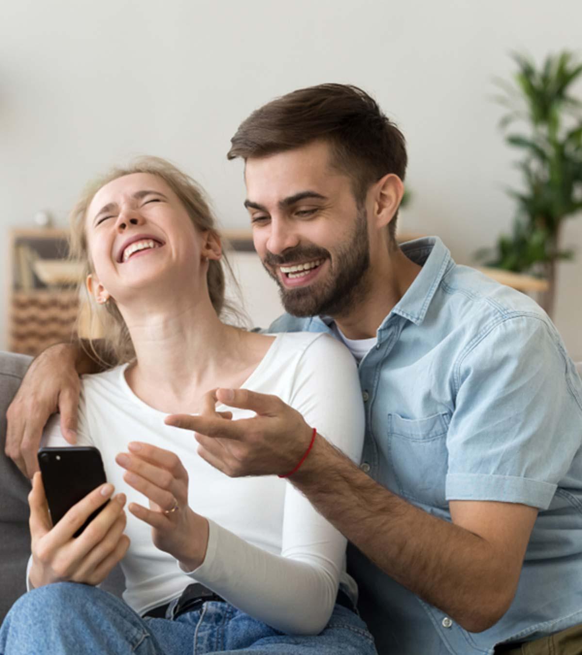 A Couple Laughing At Boyfriend Jokes