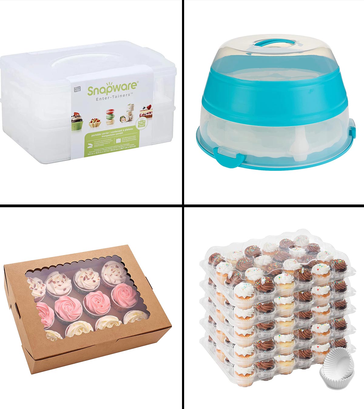 Portable Cupcake Carrier 3-Tier Muffin Holder Container Storage