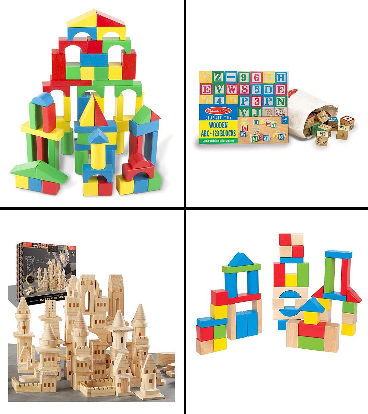 Top Bright Wooden and Plastic Building Blocks Set for Toddlers,Baby Blocks, Size: One Size