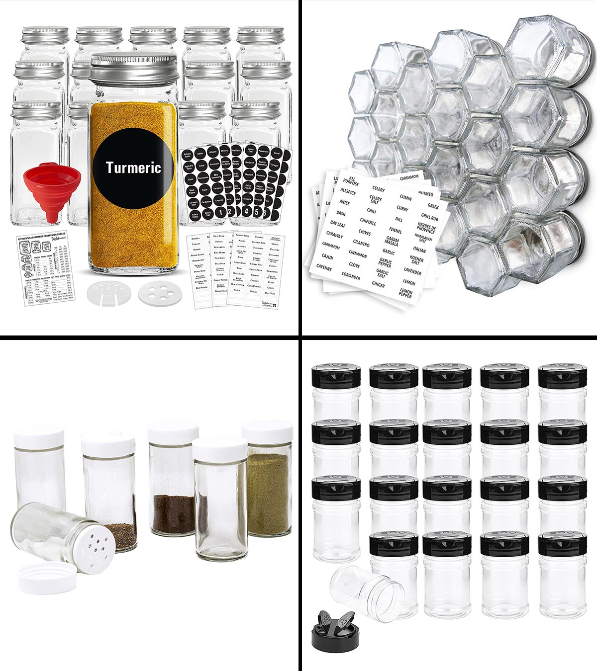 Aozita 24 Pcs Glass Mason Spice Jars/Bottles - 4oz Empty Spice