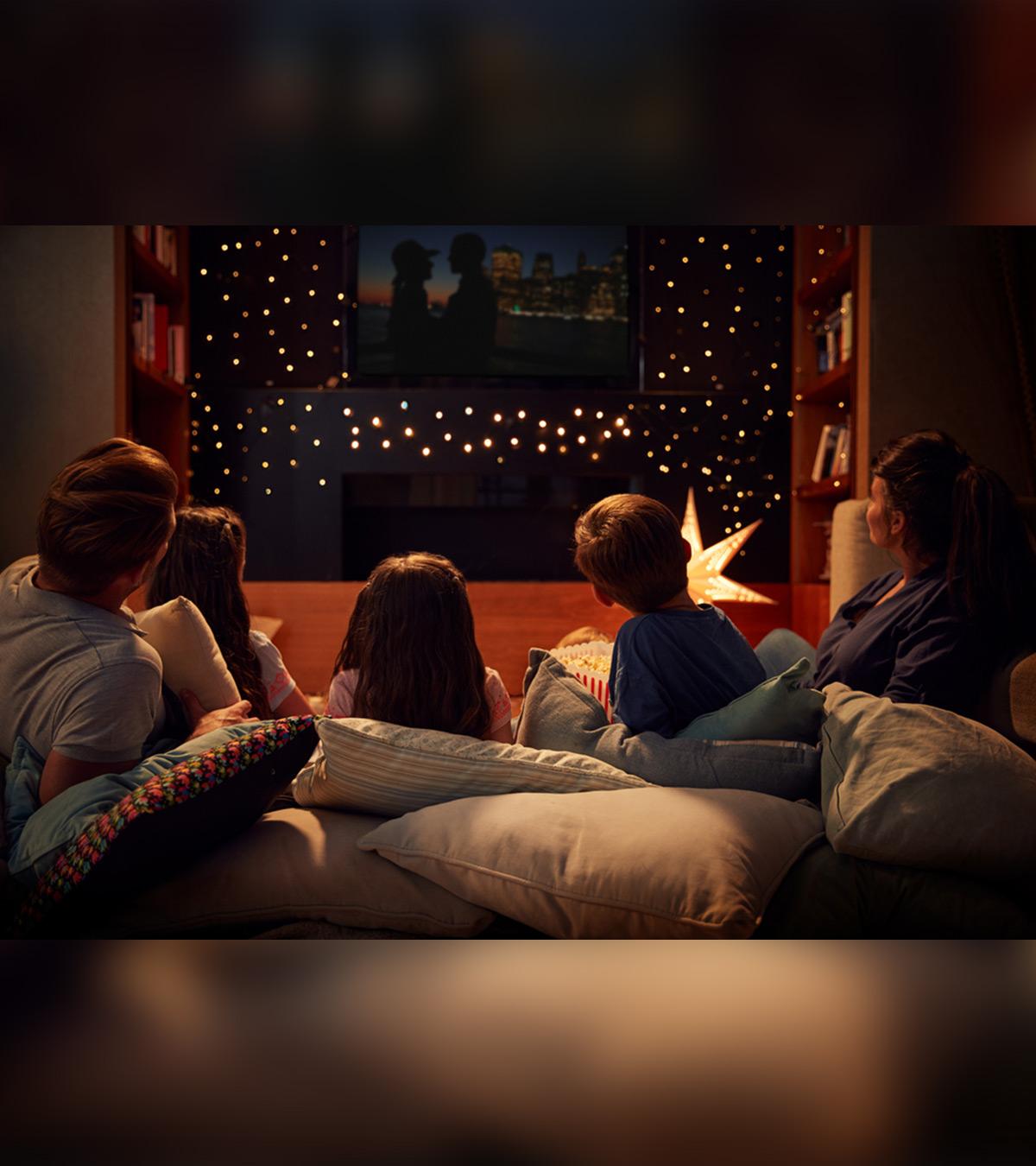 Family Enjoying Movie Night