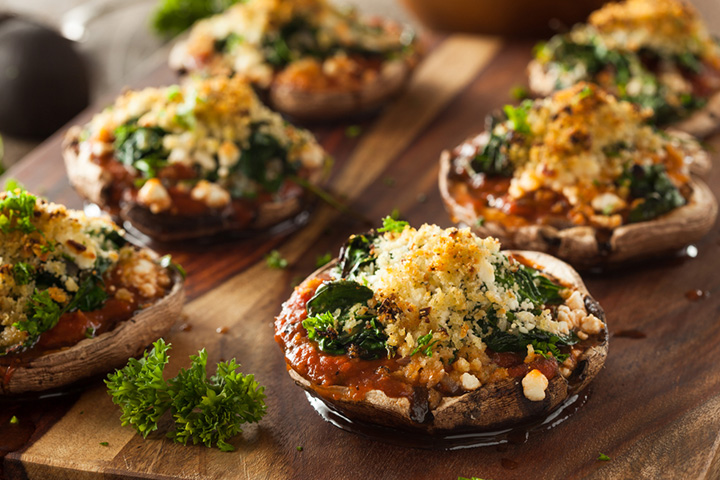 Cheesy spinach stuffed mushrooms kids-friendly appetizers