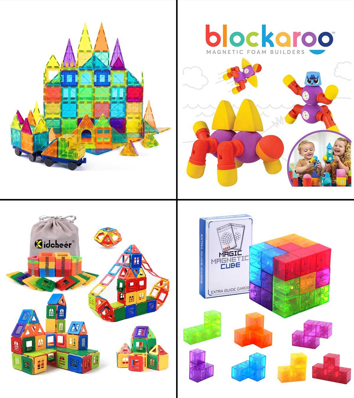 Playmags Magnetic Tiles, Magnetic Building Bricks, Playmags Exclusive  Magnetic Blocks, Skill Development, Ages 3+ (Small Bricks Tiles)