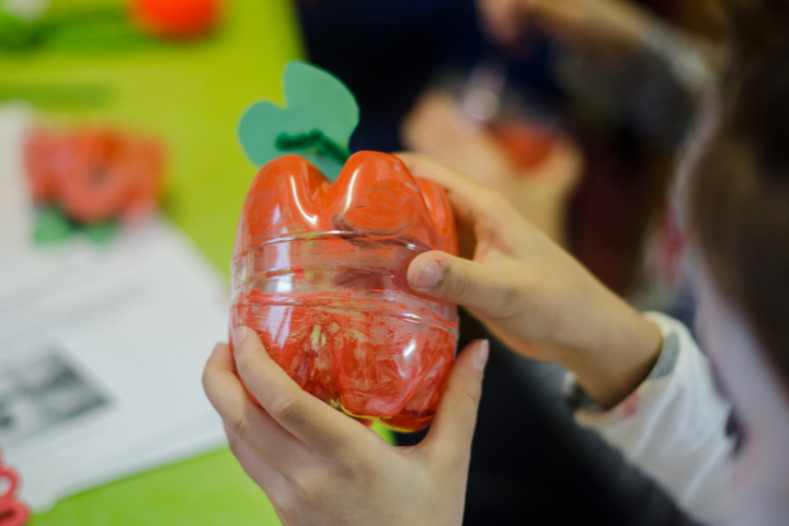 Apple container, Plastic bottle crafts for kids