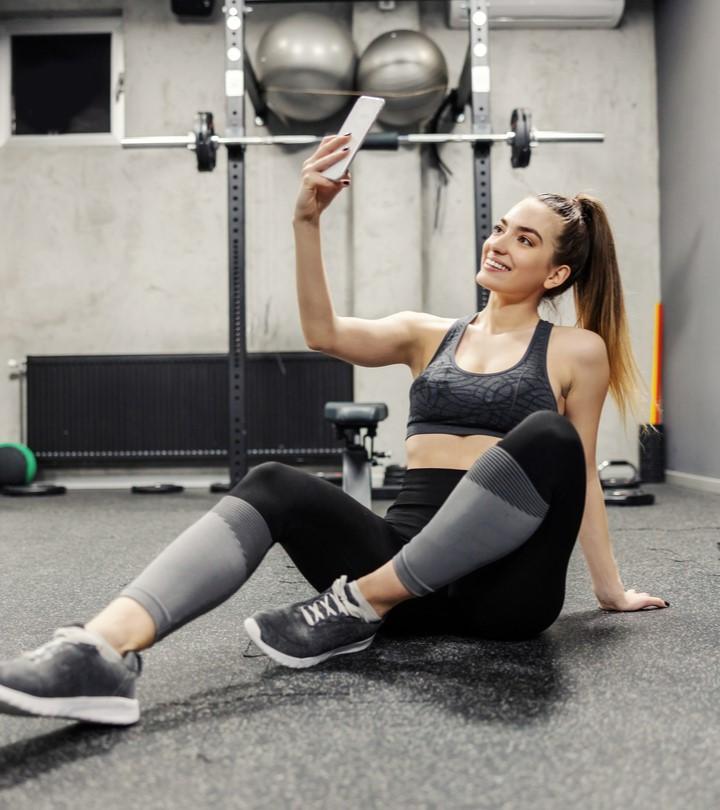 A Teenage Girl Taking Selfie At Gym