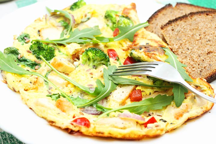 Vegetable omelet with toasted bread recipe for teenagers to cook