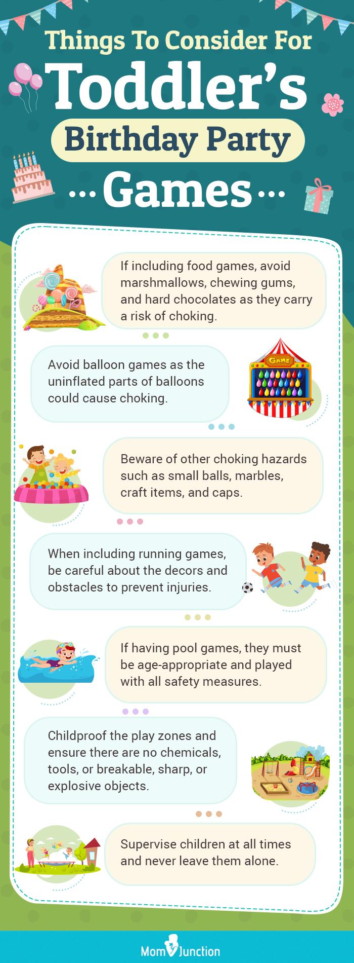 things to consider for toddler birthday party games (infographic)