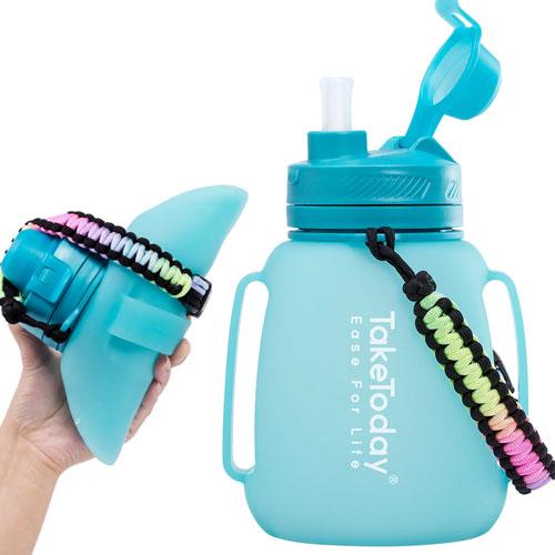 Lnkoo Collapsible Foldable Water Bottle, Silicone Lightweight 18 oz Portable Bottles with Carabiner Leak Proof, BPA Free, FDA Approved, Flip Top for