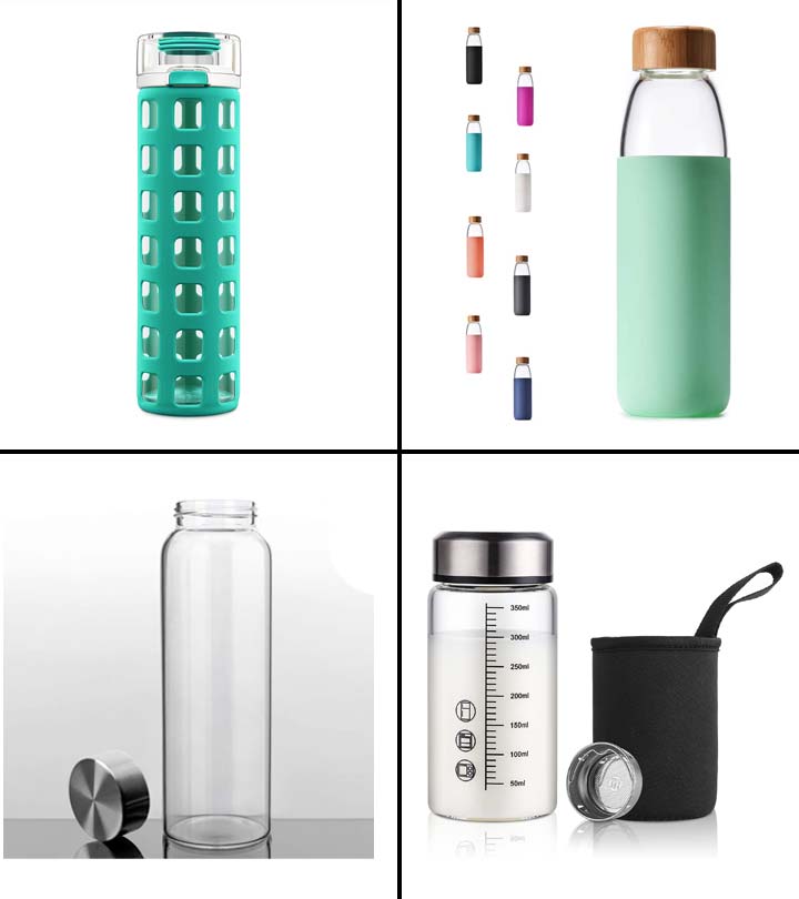 Glasstic Worry-Free BPA Free Glass Water Bottle - Green Flip Cap