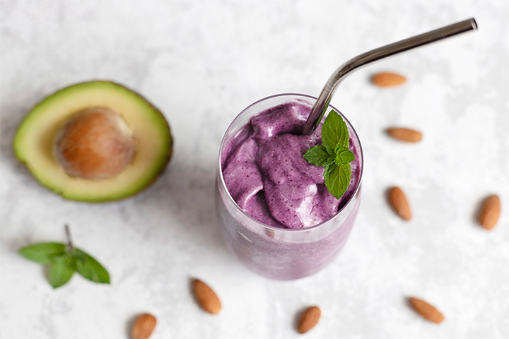 Avocado blueberry smoothie for toddlers