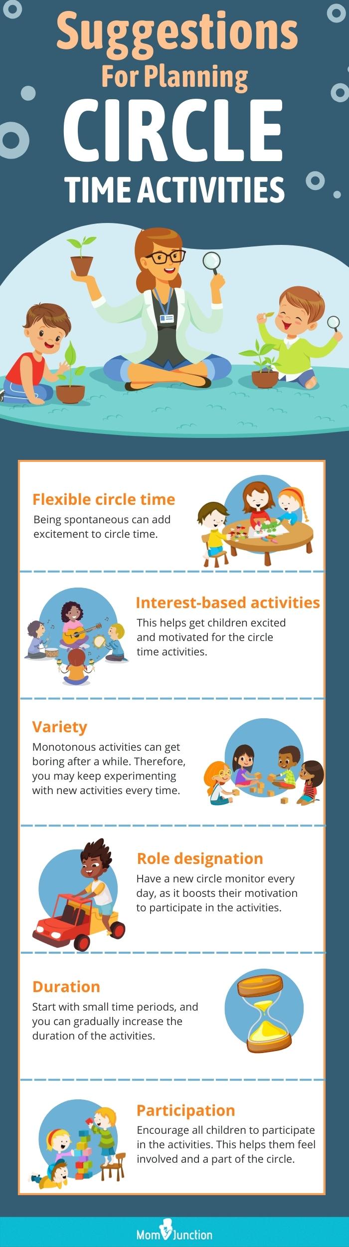 suggestions for planning circle time activities (infographic)