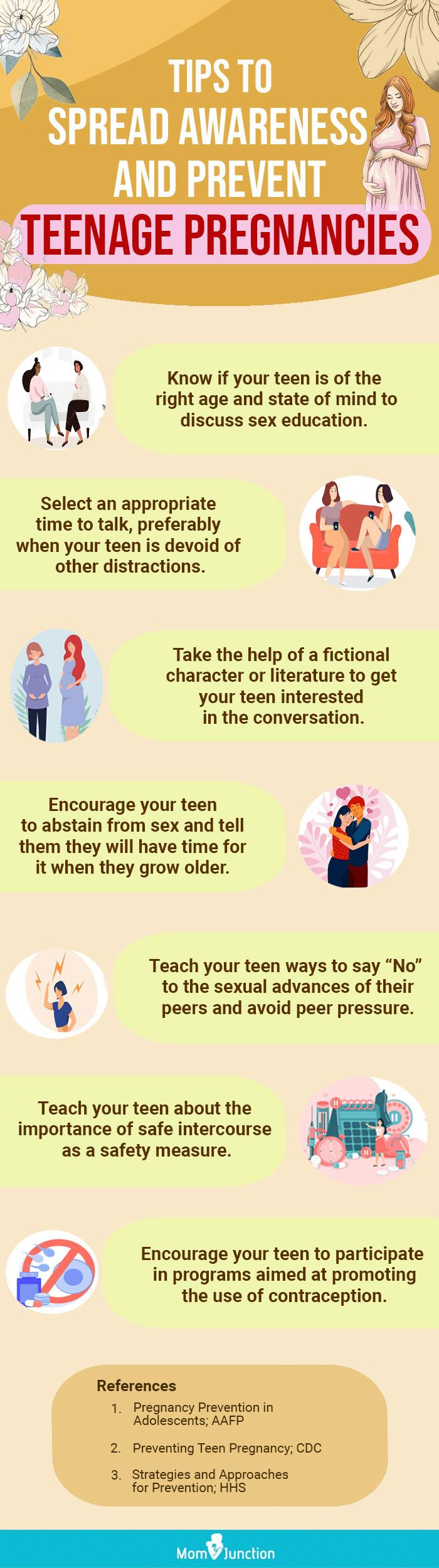 tips to spread awareness and prevent teenage pregnancies (infographic)