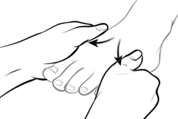 Top-of-foot thumb stroke foot massage in pregnancy