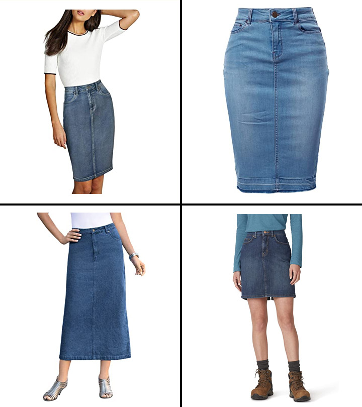 3234 xl 3638 xxl Denim Blue Cotton Denim Skirt