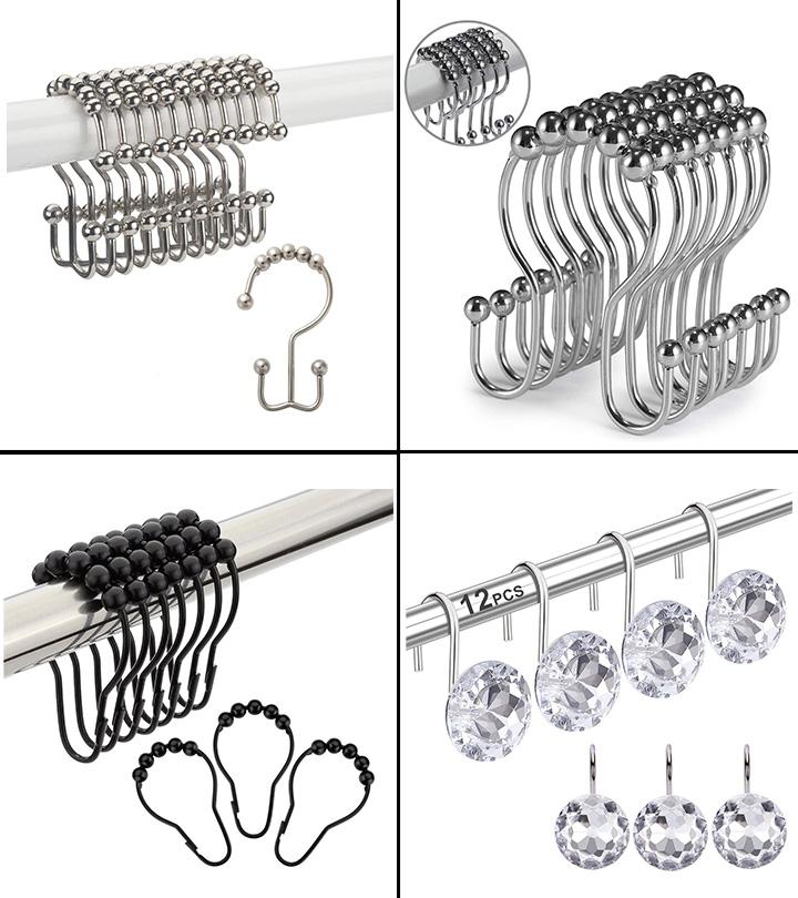 Kenney Double Shower Curtain Hooks Set of 12 Clear