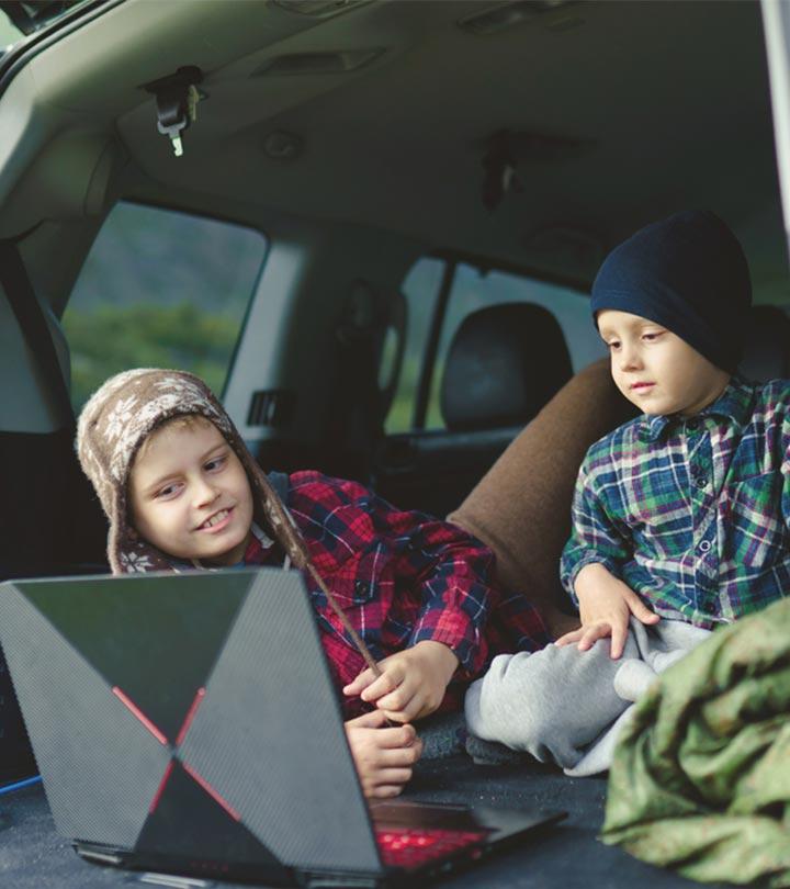 Kids Watching Movies During Camping