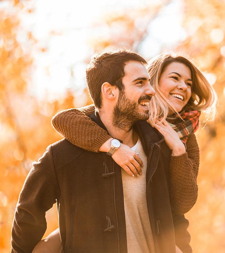 A guy makes her wife feel happy