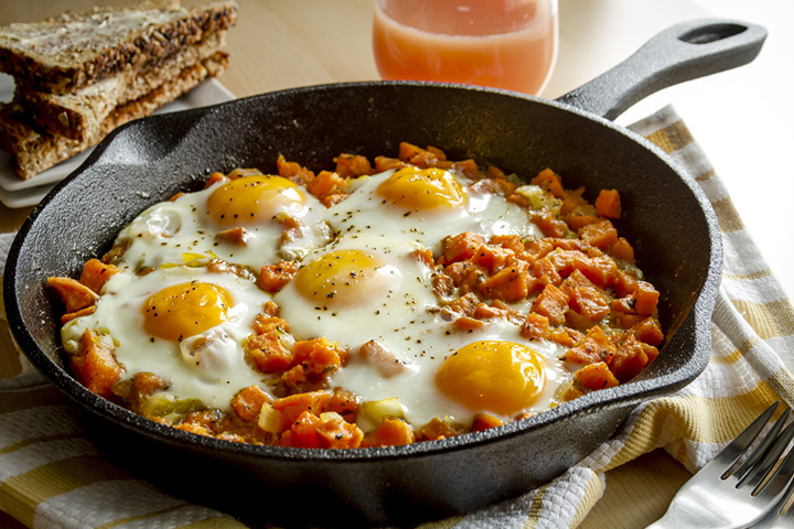 Chicken and egg hash with toast recipes for kids