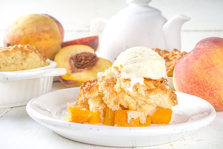 Vegan peach cobbler dessert recipe for kids
