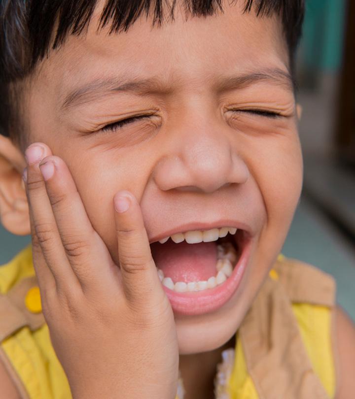 A child is suffering from an abscessed tooth