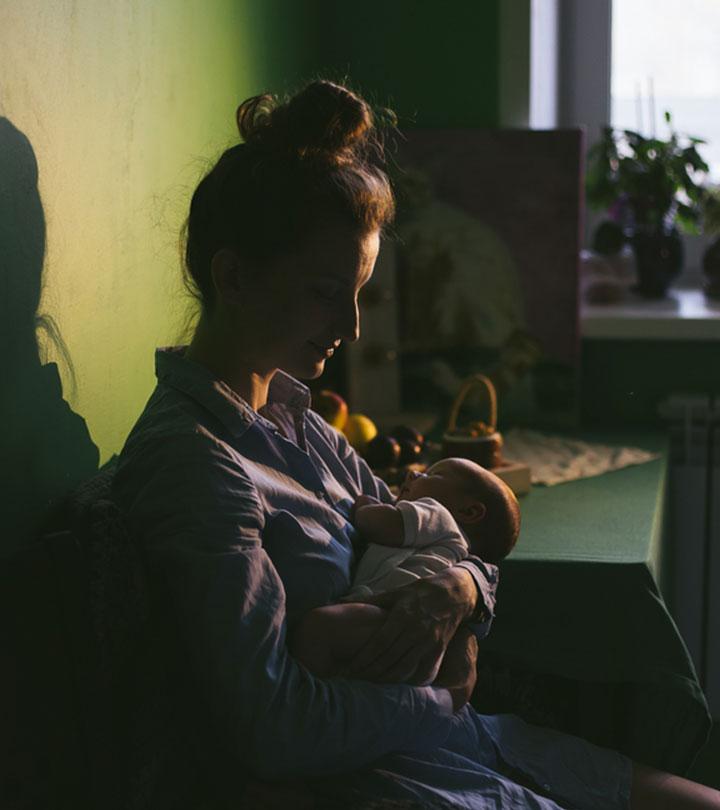 A lady suffering from postpartum insomnia