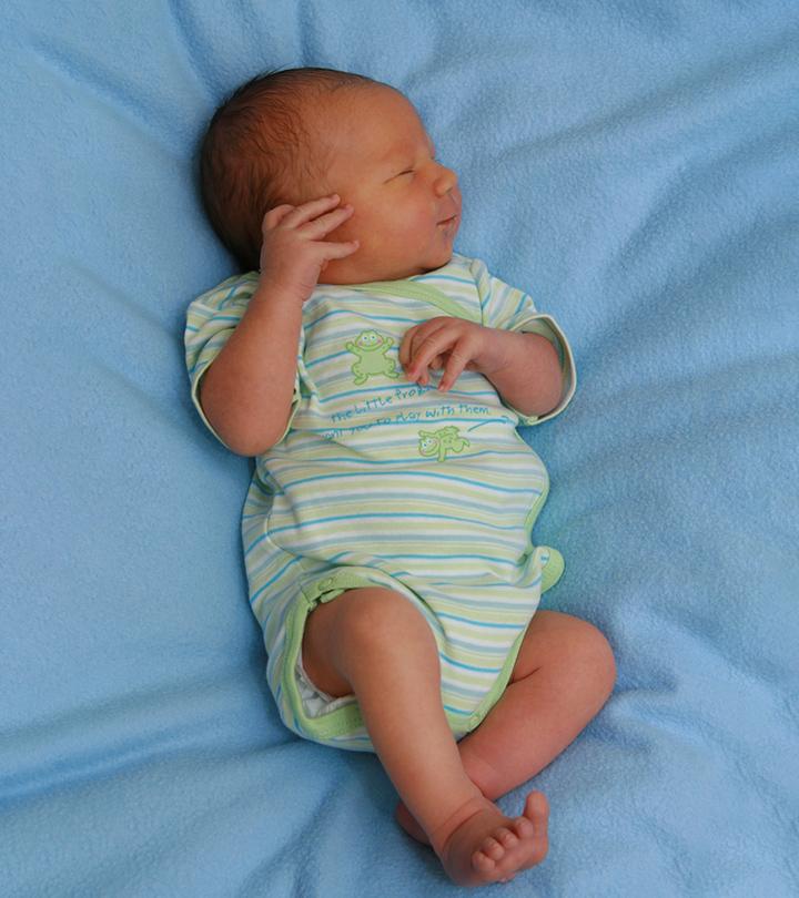 A newborn baby is sleeping