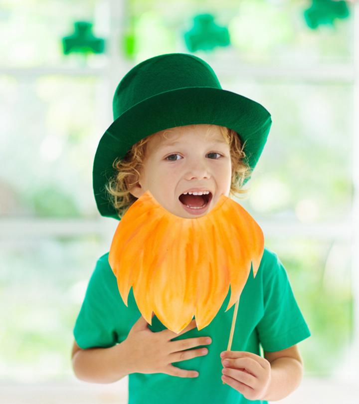 A toddler wears a St. Patrick