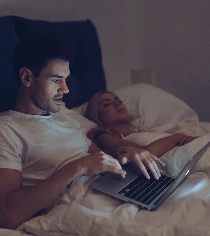 Woman waiting for her husband who is working late at night