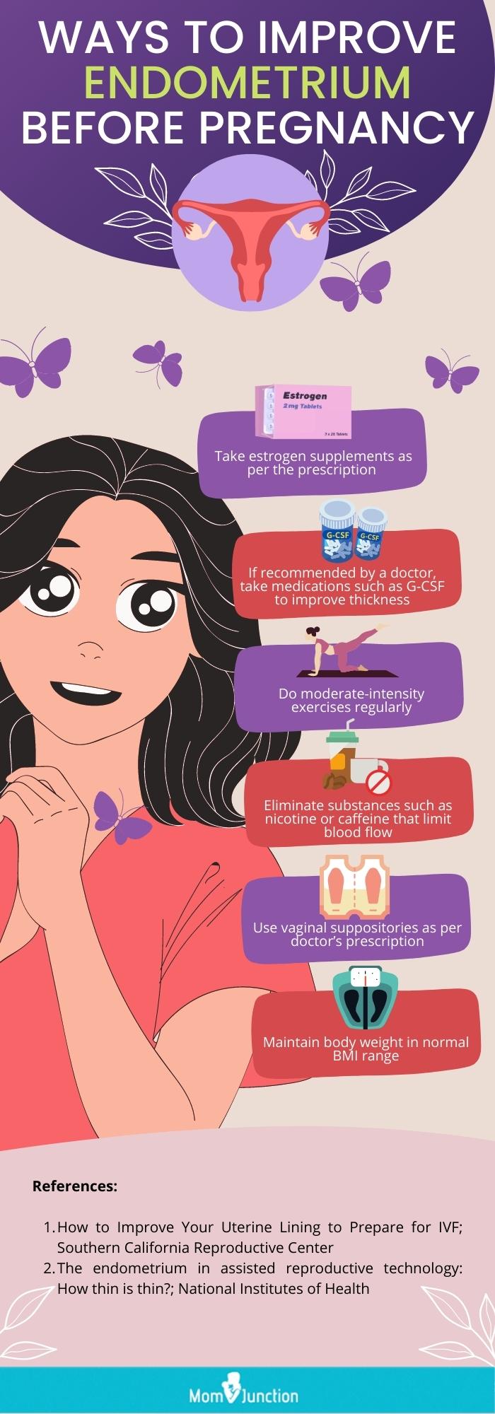 ways to improve endometrium before pregnancy (infographic)