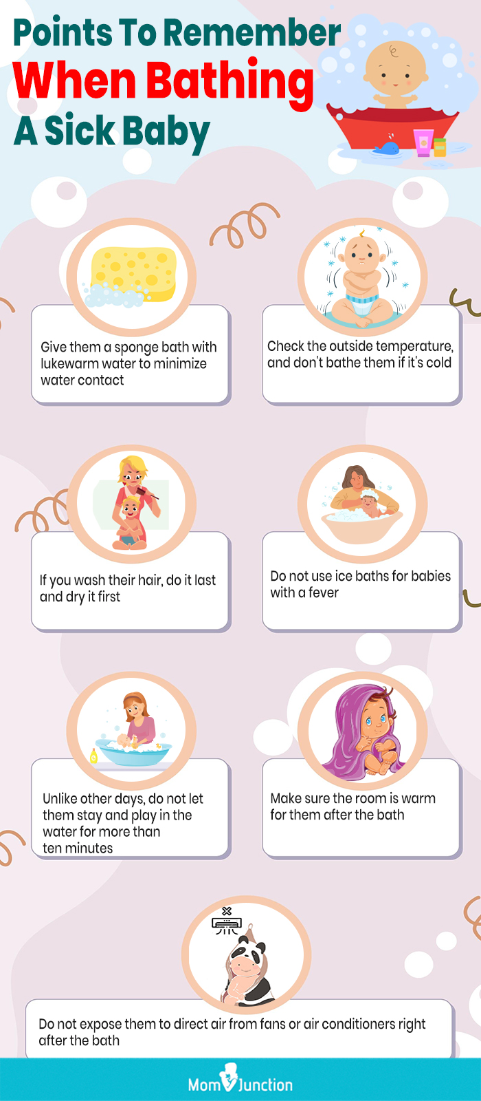 points to rememeber when bathing a sick baby (infographic)