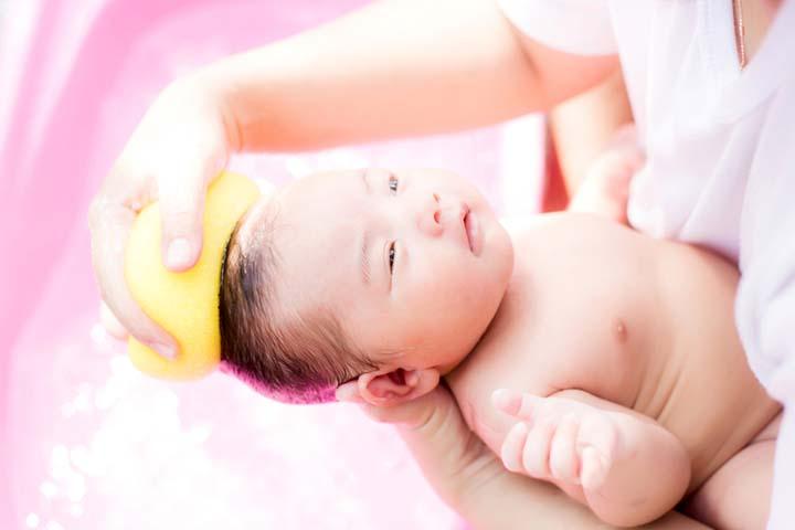 Bathing baby shop at night
