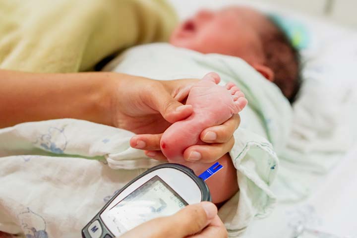 Diabetes can cause urate crystals in the diaper of a newborn