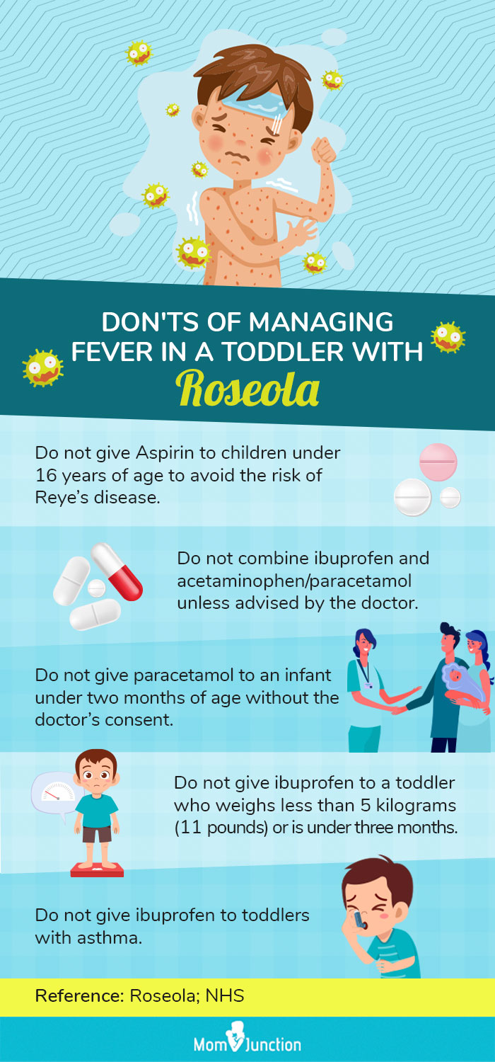 donts of managing fever in a toddler with roseola (infographic)