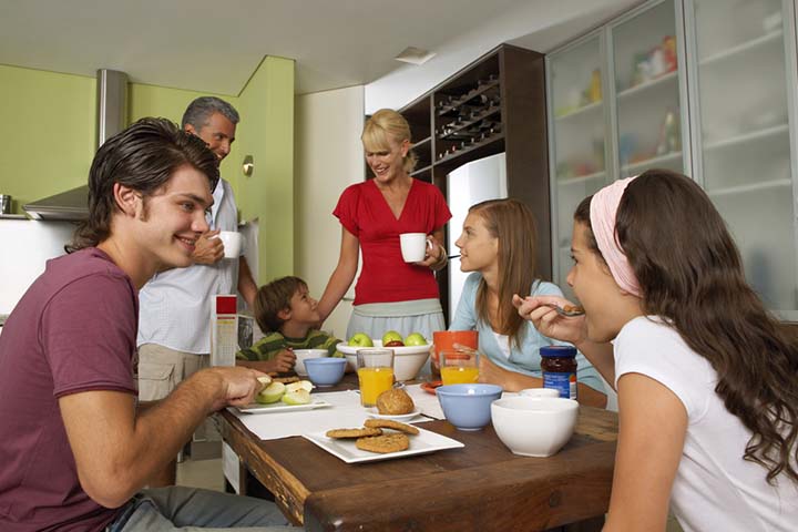 Have breakfast with family rather than in front of TV