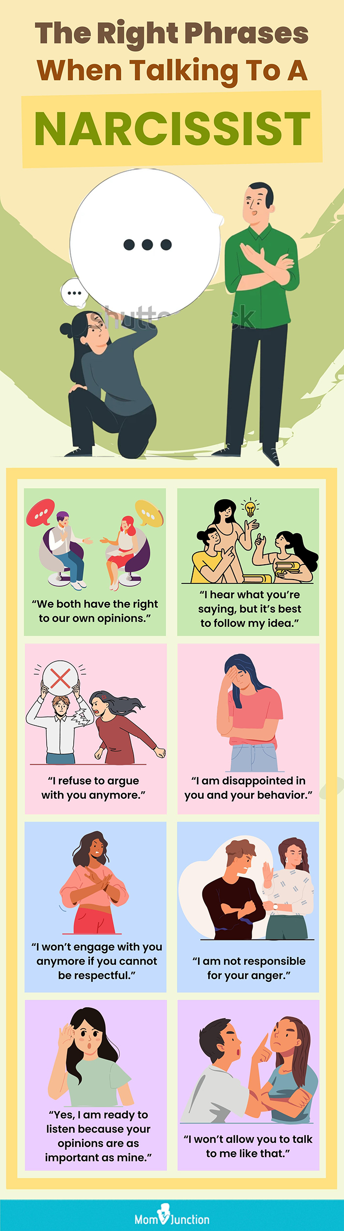 effective words to disarm a narcissist (infographic)