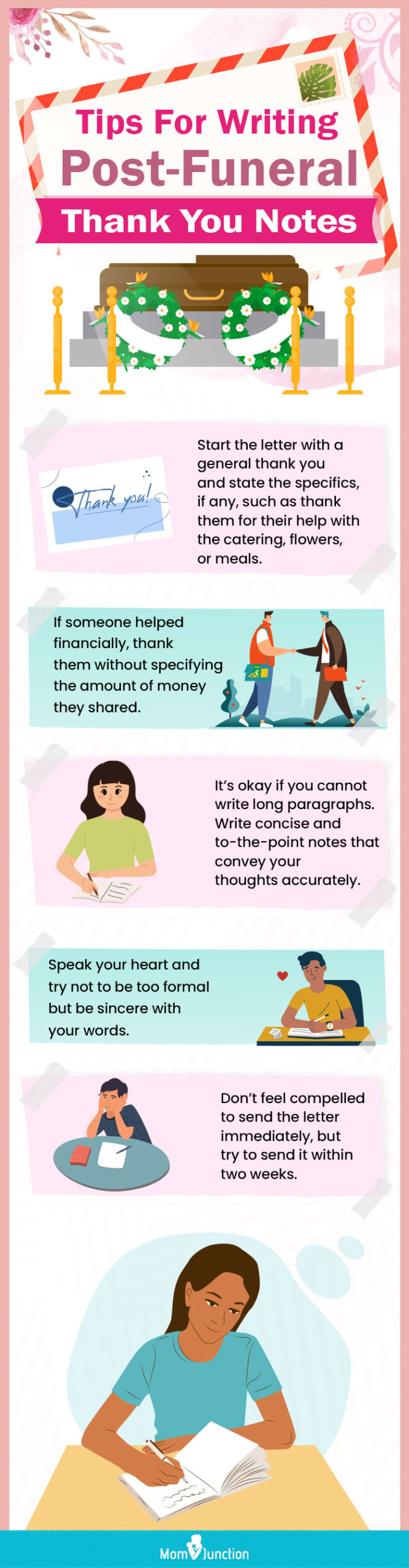 tips for writing post funeral thank you notes (infographic)