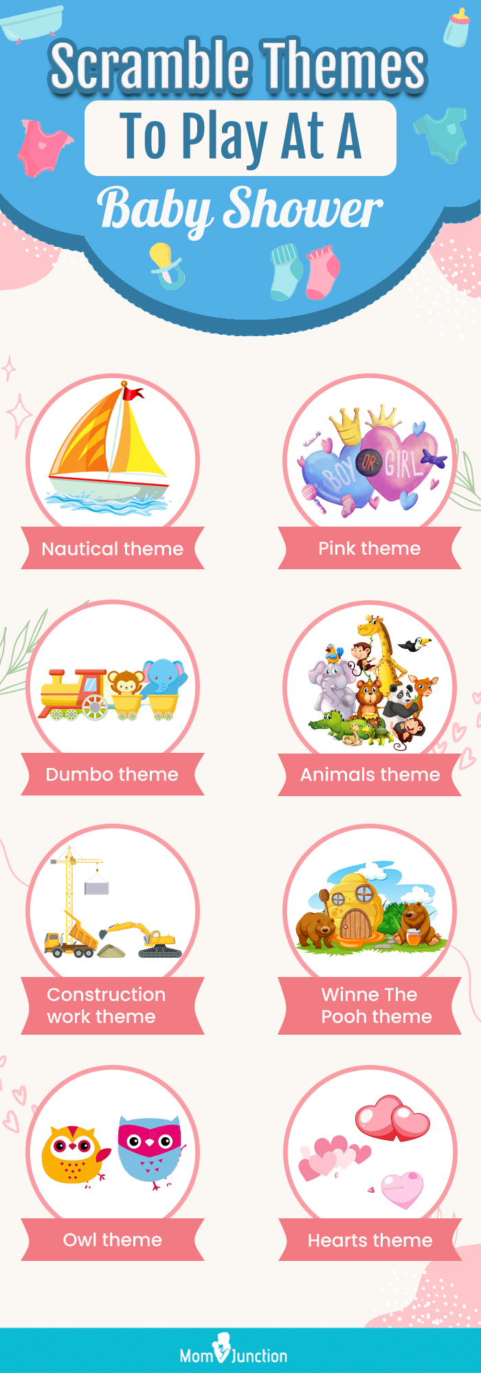 scramble themes to play at a baby shower (infographic)
