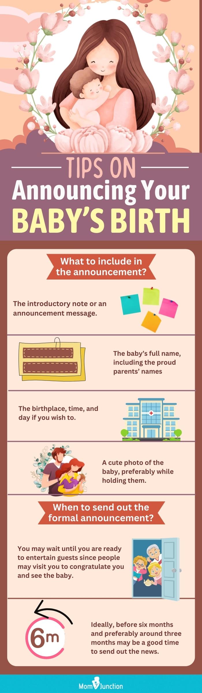 tips on announcing your baby birth (infographic)