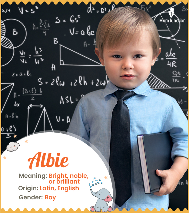 Albie, means bright, noble, or brilliant.