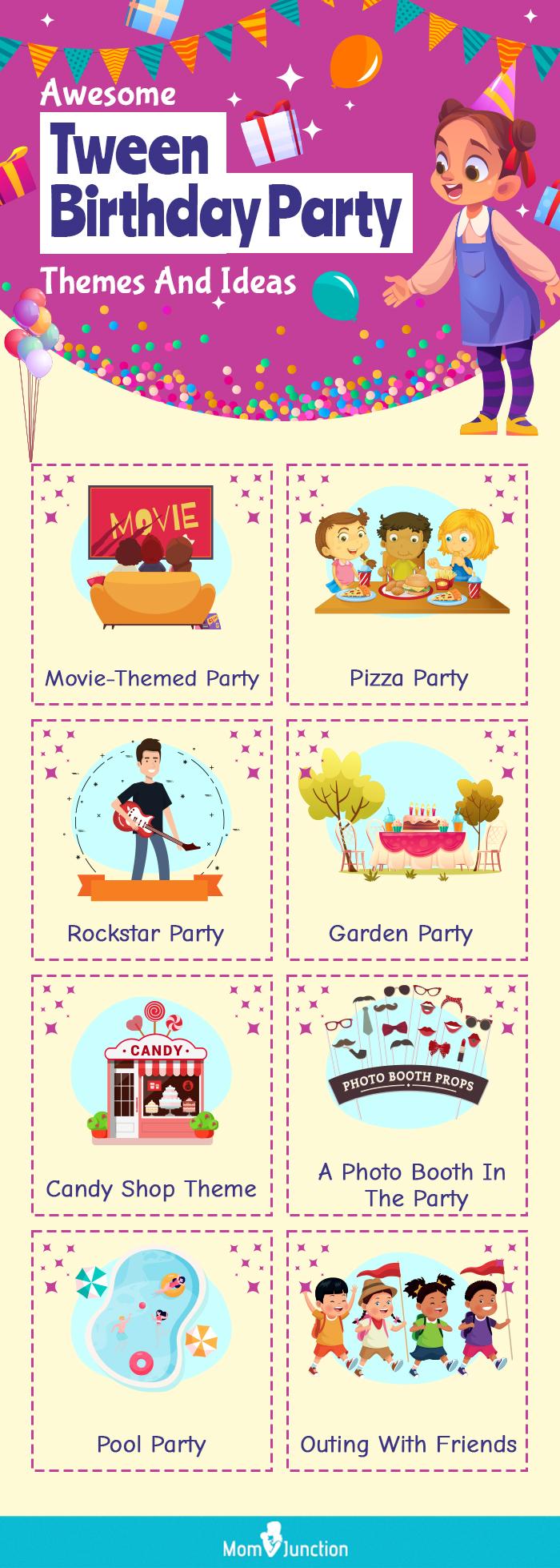 awesome tween birthday party themes and ideas (infographic)