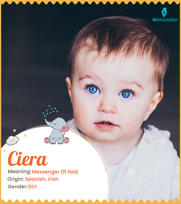 Ciera, meaning dark-haired one, an angel, or messenger of God.
