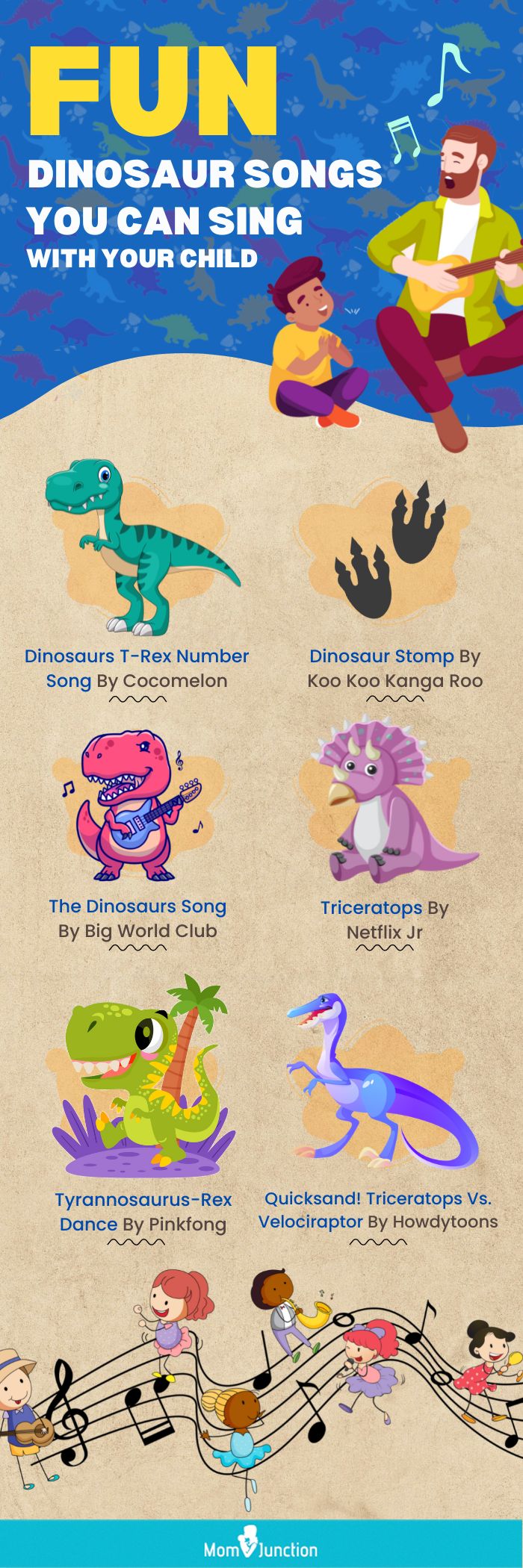 fun dinosaur songs you can sing with your child (infographic)
