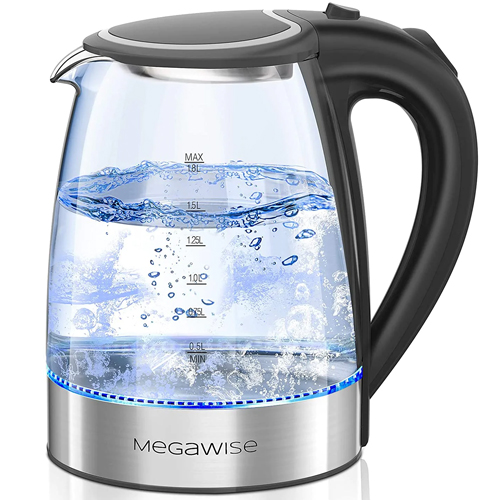 Cosori Electric Kettle with Stainless Steel Filter and Inner Lid, 1500W Wide Opening 1.7L Glass Tea Kettle & Hot Water Boiler, LED Indicator Auto Shut