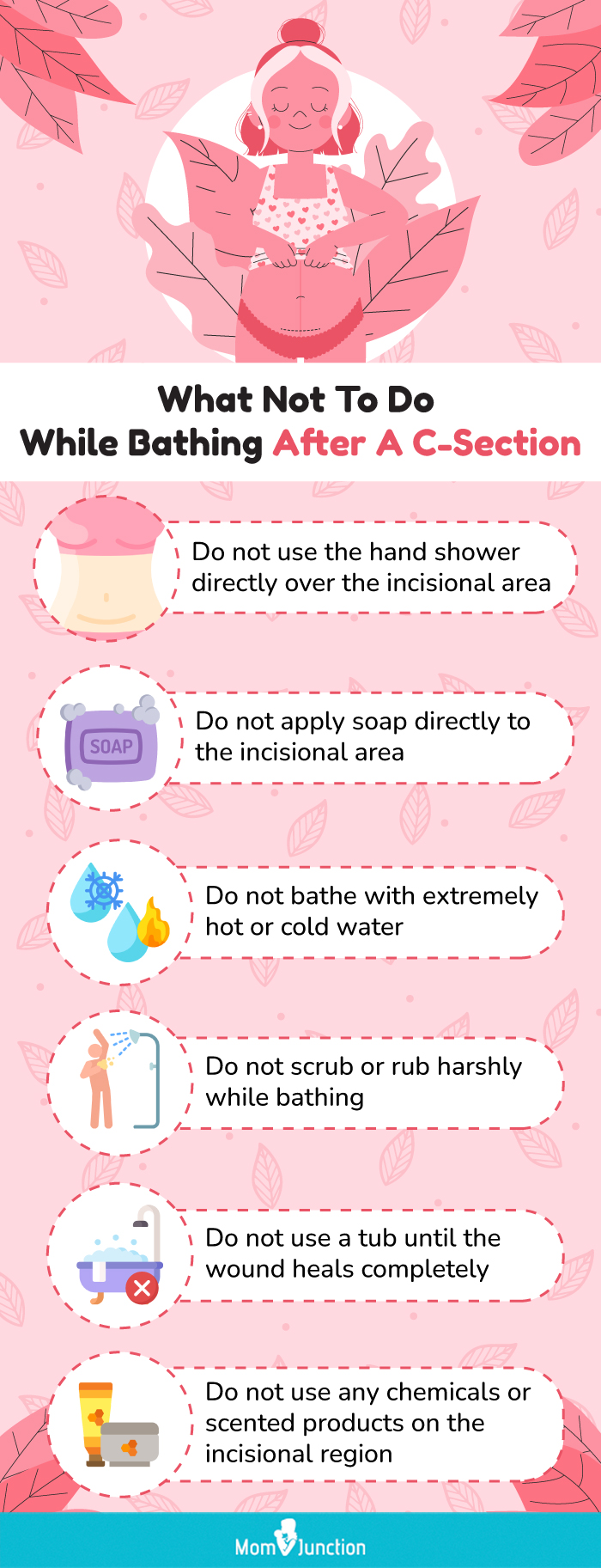 what not to do while bathing after a c section (infographic)