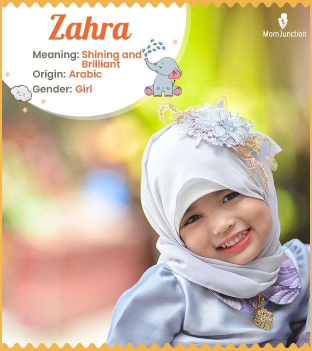 Zahra meaning brilliant