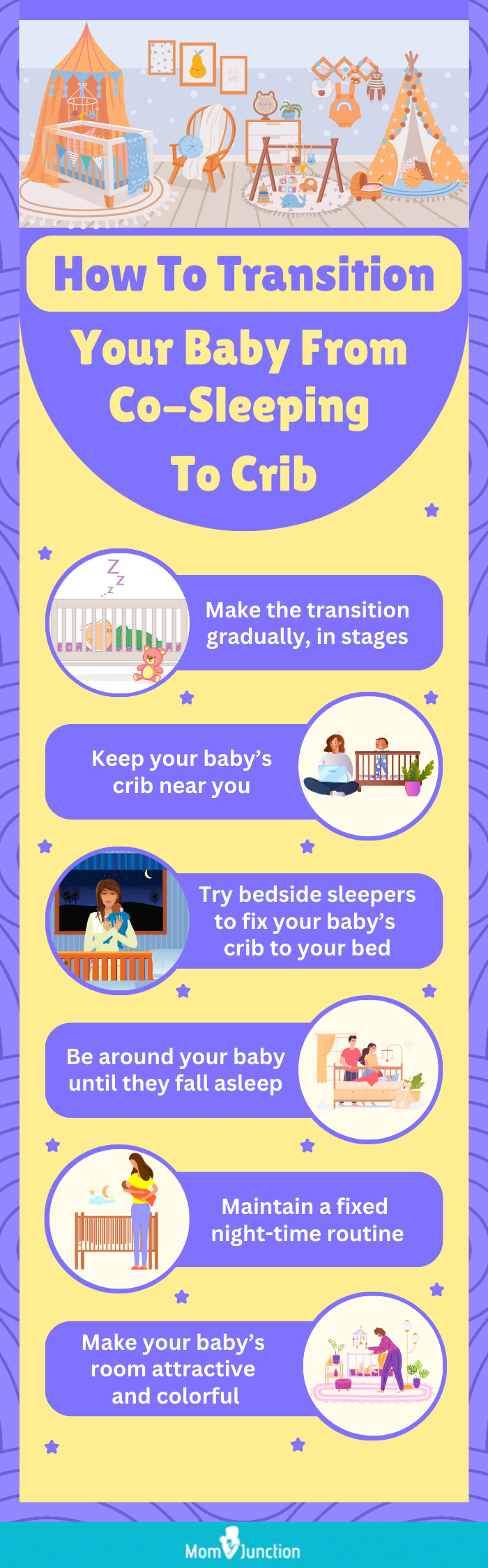 tips on transitioning babies from co-sleeping to crib (infographic)