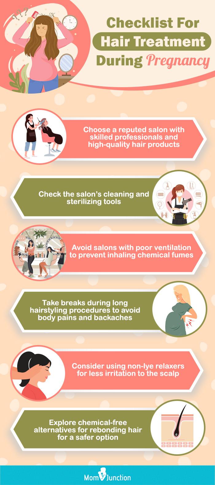 checklist for hair treatment during pregnancy (infographic)